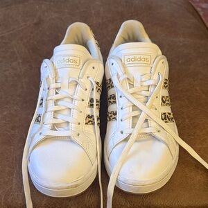 Adidas White Shoes with Animal Print Accents